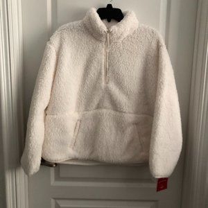 Wondershop Women's White Faux Shearling Half Zip Pullover, XXL, Valentine's